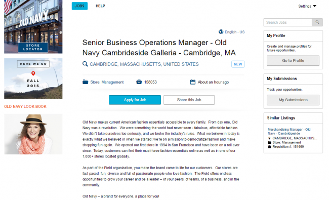 Apply for old navy job online canada
