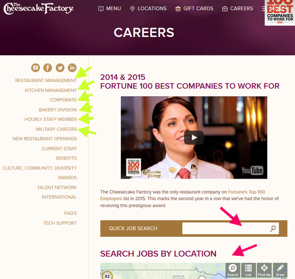 Find the ideal job for you on the Cheesecake Factory application portal. 