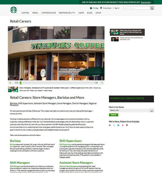 Screenshot of the Starbucks application process 1