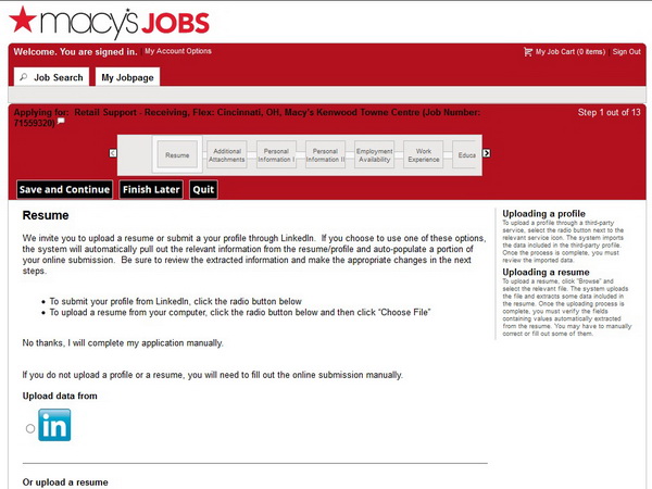 Macys job applications online forms