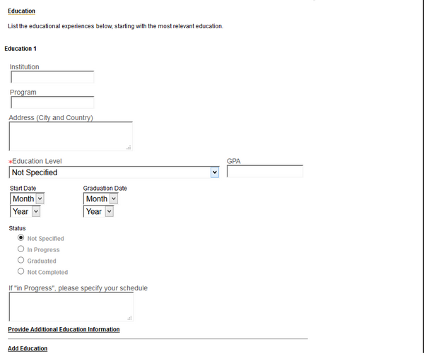 Screenshot of the Ups application process