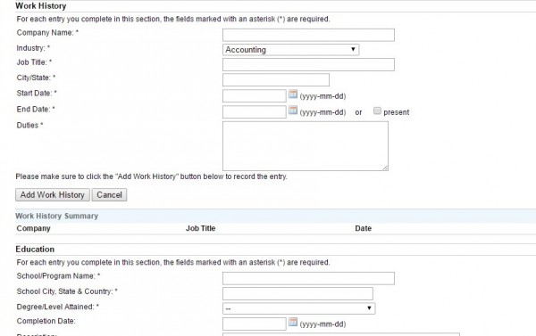 Screenshot of the Forever 21 application process