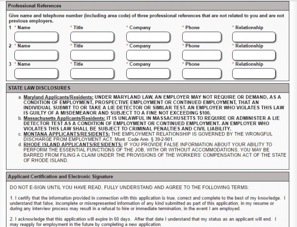 Screenshot of the Sonic Drive In application process