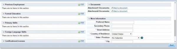 Screenshot of the Allstate application process