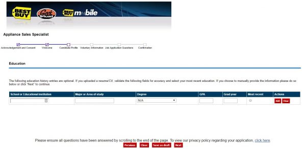 Screenshot of the Best Buy application process3