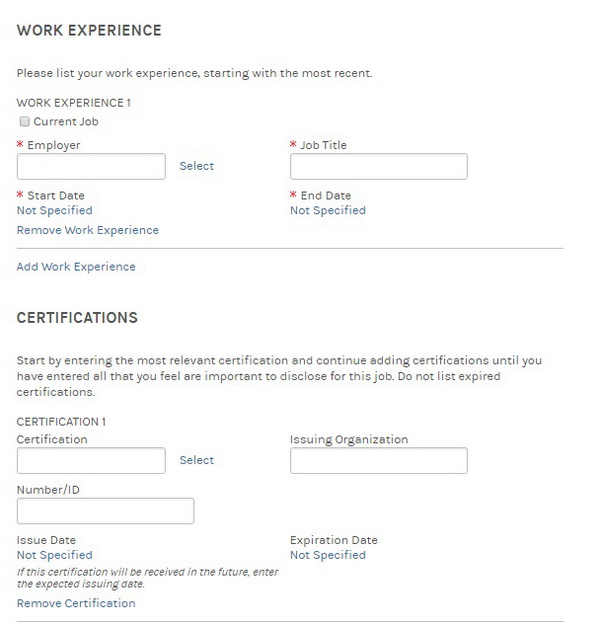 Screenshot of the Morgan Stanley application process