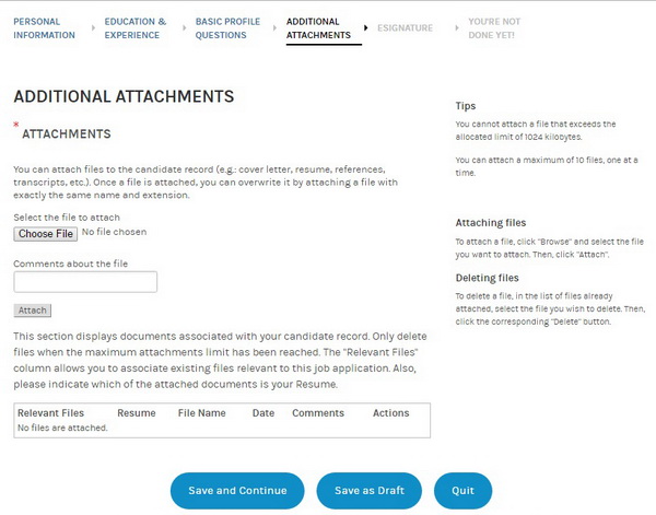 Screenshot of the Morgan Stanley application process