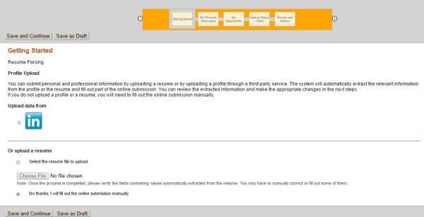 Screenshot of the Whirlpool application process