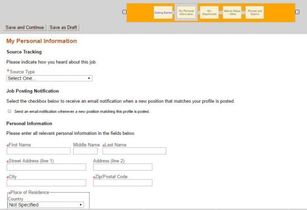 Screenshot of the Whirlpool application process