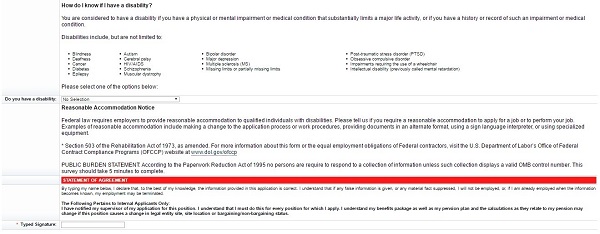 Screenshot of the Statement of Agreement section of the Entergy application form